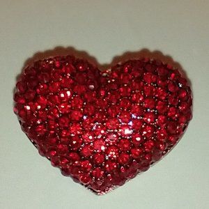 Red Rhinestone Heart Brooch